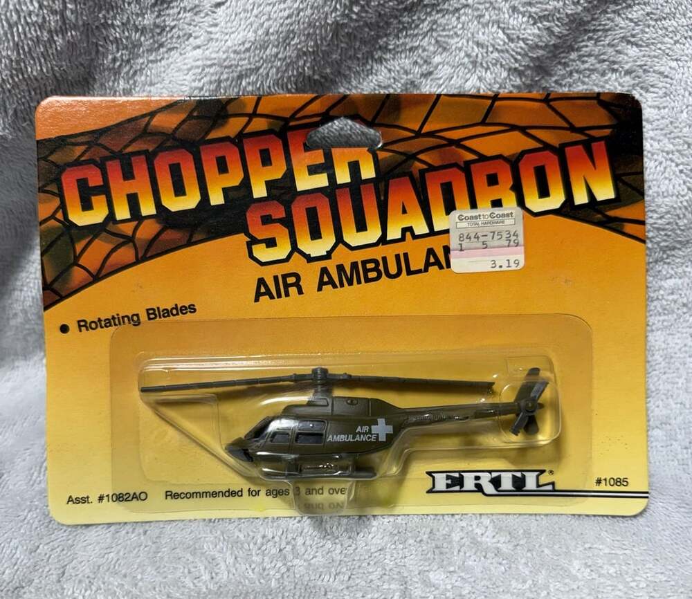 Vintage New 1986 ERTL Chopper Squadron Air Ambulance Helicopter Factory Sealed